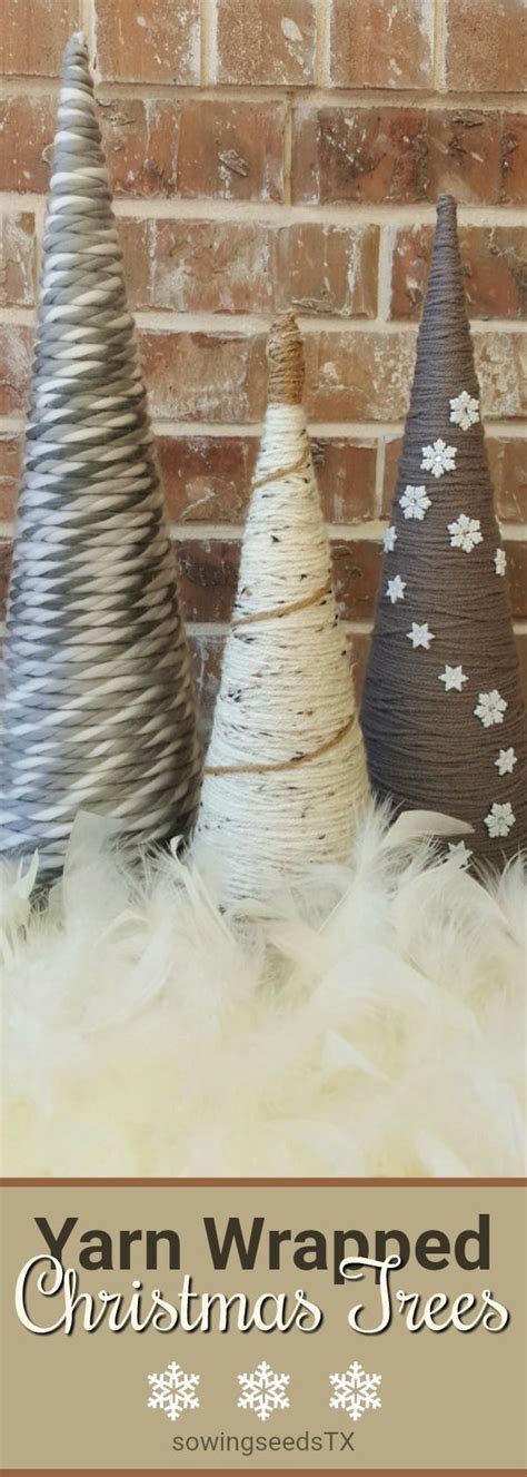 So Simple Yet Pretty Three Paper Mache Christmas Tree Cones Yarn