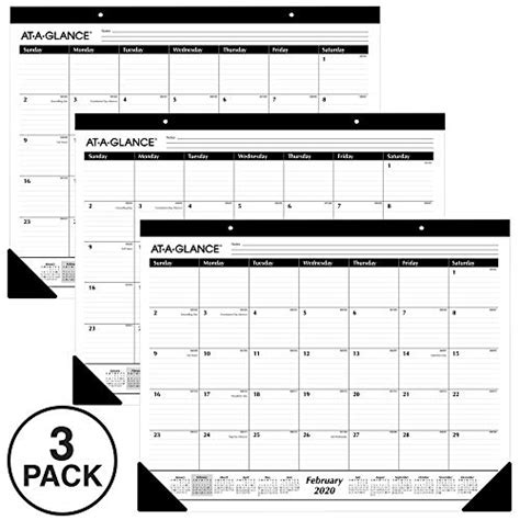 At A Glance 2020 Wall Calendar 3 Month Display 12″ X 27″ Large