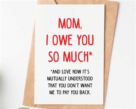 Funny Mothers Day Card Mom I Owe You So Much Mom Birthday Etsy