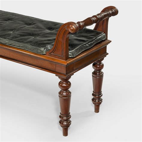 A Large Victorian Mahogany Hall Bench With Leather Cushion Wick Antiques