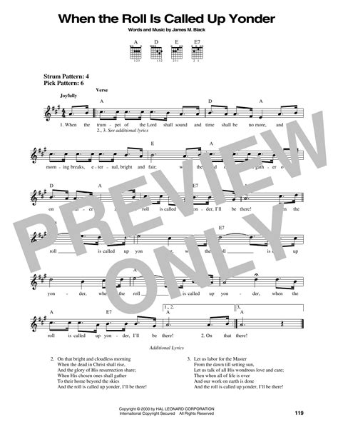 When The Roll Is Called Up Yonder Sheet Music James M Black Easy Guitar