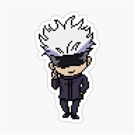 An Pixel Character With White Hair And Glasses Sticker