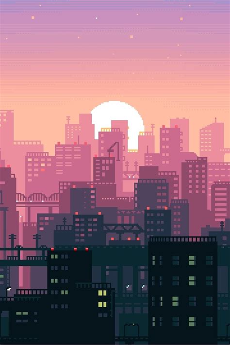 Download Lo Fi Wallpaper Pixel City Art Background By Pjacobson