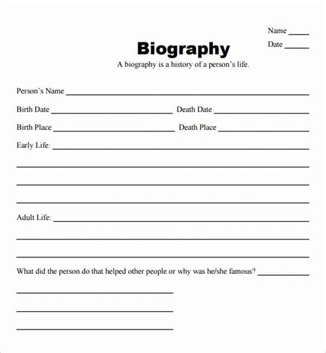 Autobiography Template For Elementary Students Fresh 10 Biography