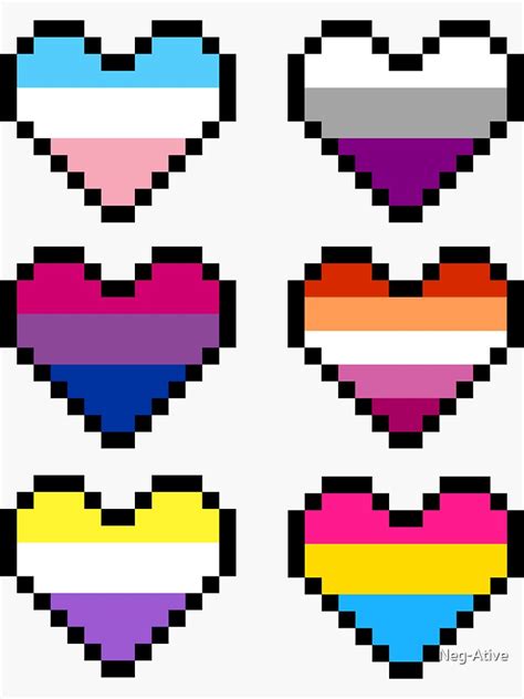 Pegatina Iconos De Corazones Lgbtq Pixel Art Para El Mes Del Orgullo