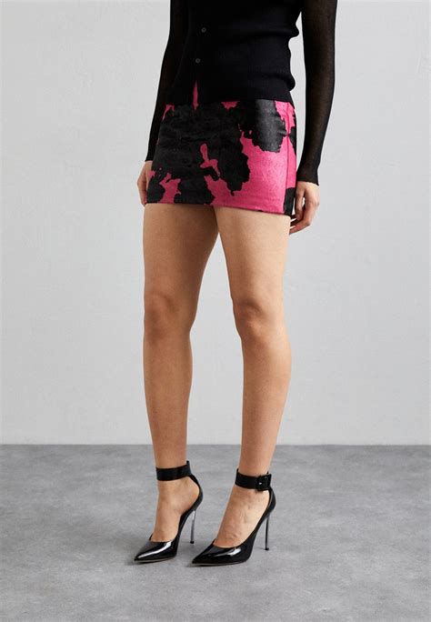 Sinead Gorey Printed Skirt With Chunky Metal Zip Minijupe Black