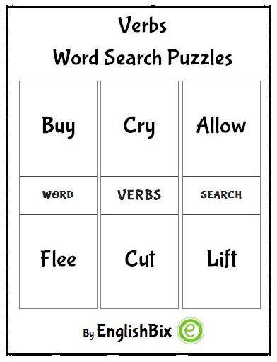 Action Verbs Word Search Mini Workbook Englishbix