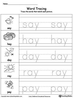 Early Childhood Writing Worksheets | Word family worksheets, Three