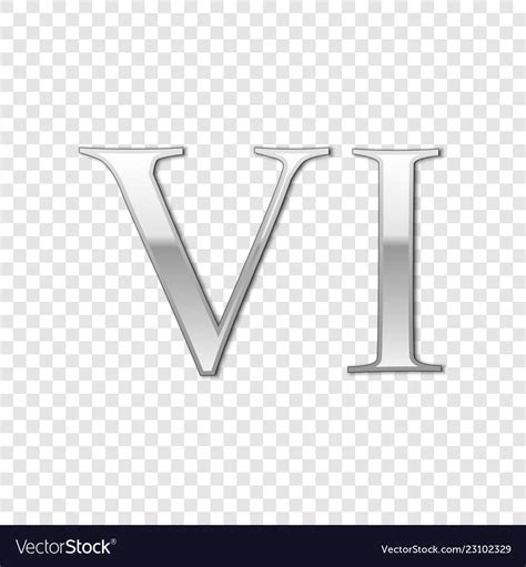 Silver Roman Numeral Number 6 Vi Six In Alphabet Vector Image