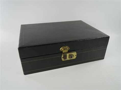 Mid Century Jewelry Box Large Black Jewelry Case Vintage Etsy Mid
