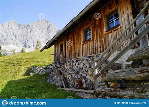 Rustic Wooden Cabin In Scenic Austrian Alps Of Schladming Dachstein