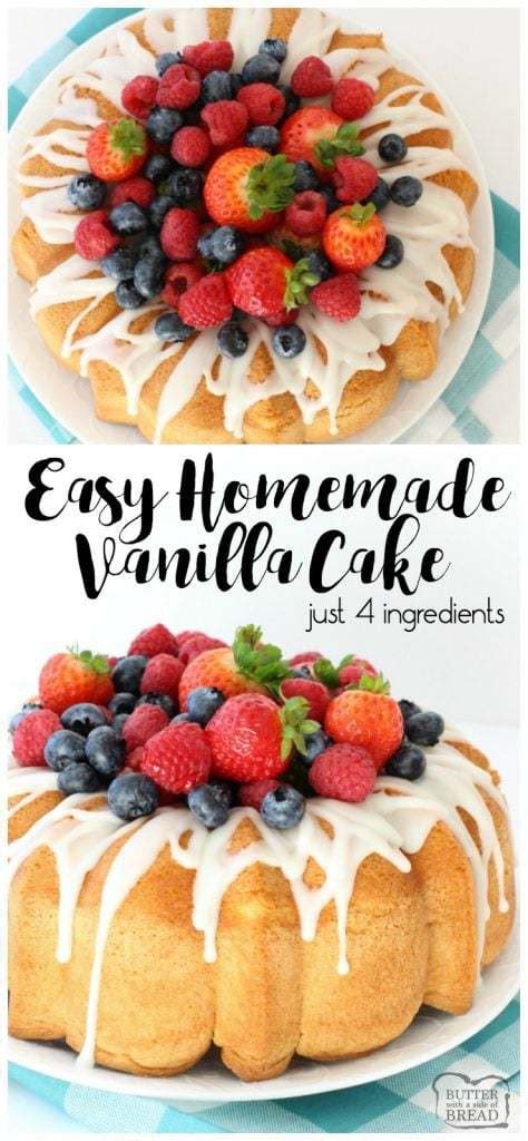 The best vanilla cake recipe: EASY HOMEMADE VANILLA CAKE - Butter with a Side of Bread