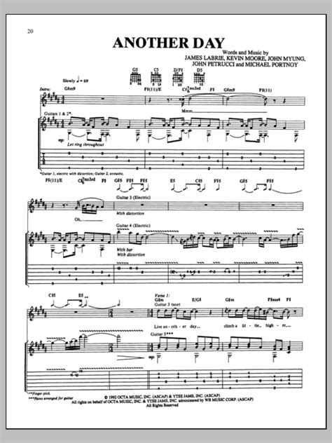 Another Day Sheet Music Dream Theater Guitar Tab