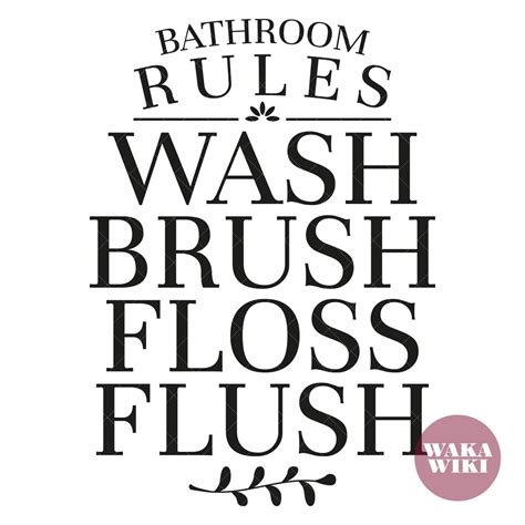 Bathroom Rules Wash Brush Floss Flush Svg Cut File Printable Etsy Canada