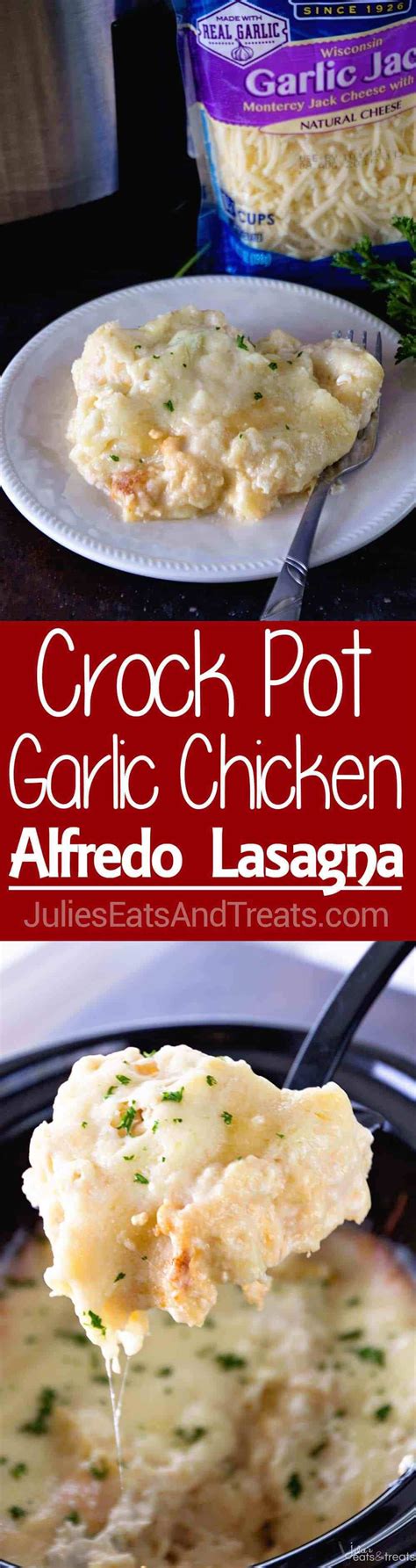Crock Pot Garlic Chicken Alfredo Lasagna ~ Slow Cooker Lasagna Loaded