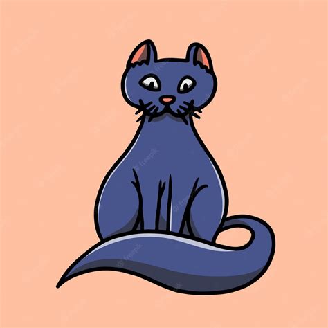 Premium Vector Hand Drawn Cute Black Cat Illustration