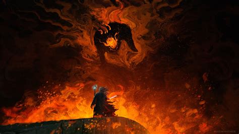 1366x768 Balrog Vs Gandalf Lord Of The Rings 1366x768 Resolution