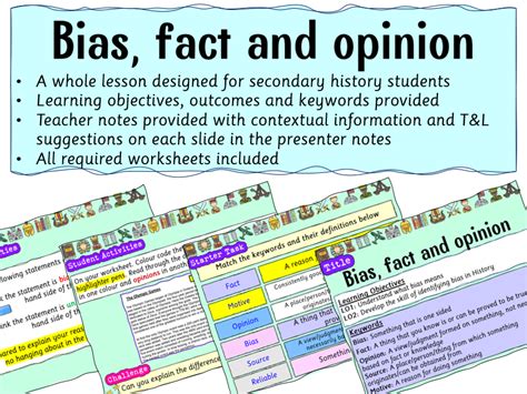 Bias Fact And Opinion History Skills Teaching Resources