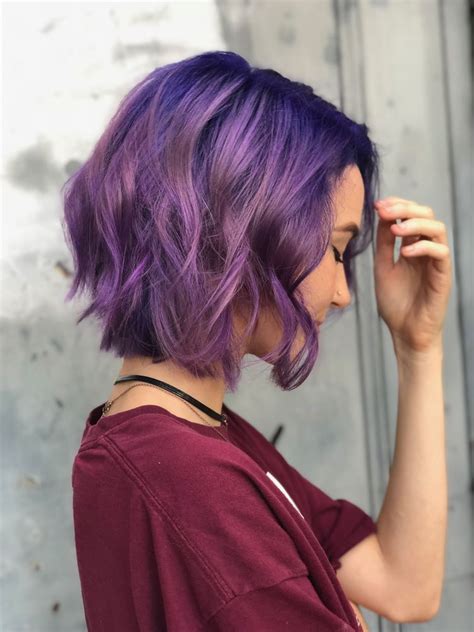 Pin By Skyler Shepherd On 美し—beauty Purple Ombre Hair Short Purple