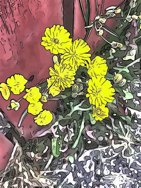 Splash Of Yellow By The Fence Digital Art By Barbara Tristan Fine Art