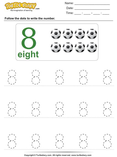 Number 8 Trace Worksheet For Kindergarten