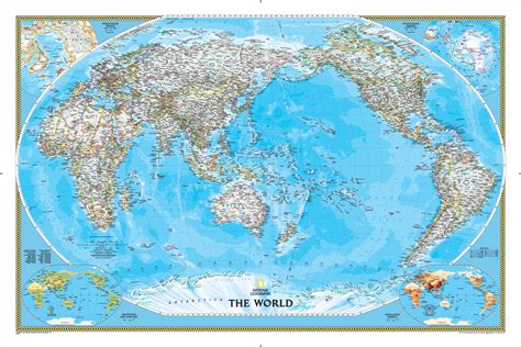 World Political Pacific Centered Wall Map By National Geographic Mapsales
