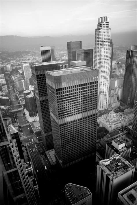 Impressive View Of Downtown Los Angeles Skyscrapers Stock Photo Image