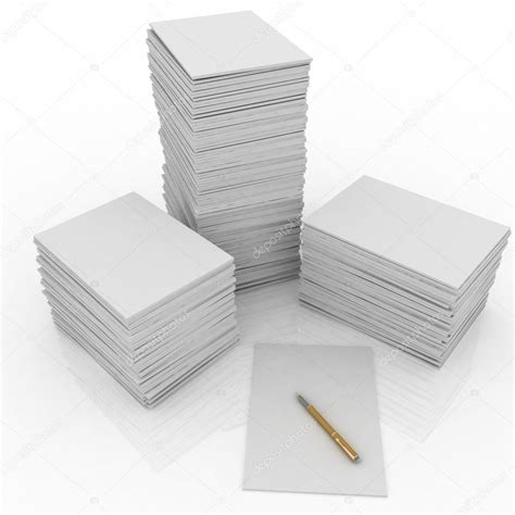 Big Pile Of Paper And Pen On White Background Stock Photo By ©3ddock