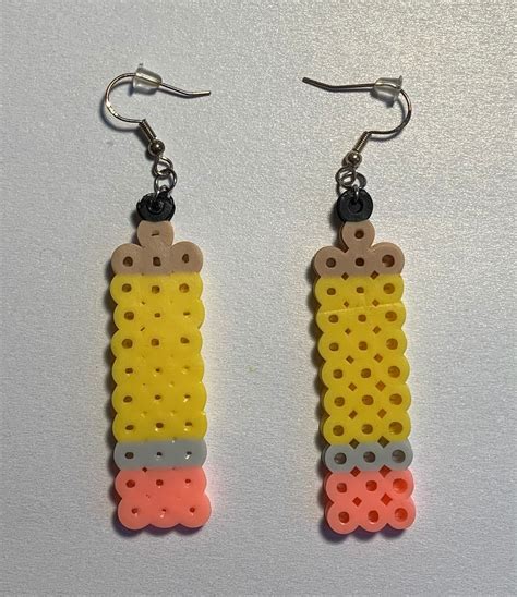 Pencil Perler Bead Earrings Etsy