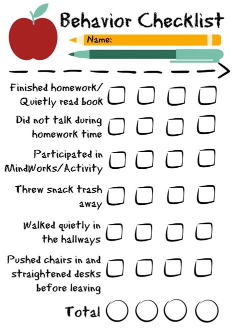 Behavior Checklist For The Classroom Good For Students In Communities