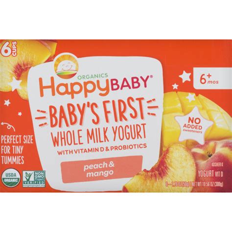 Happy Baby Whole Milk Yogurt Peach And Mango 6 Mos 176 Oz From