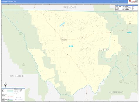 Custer County Co Zip Code Wall Map Basic Style By Marketmaps