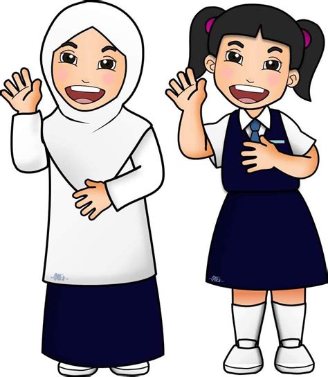 Pin By Ria Mahardika On Allah Doodle Girl Muslim Kids School Cartoon