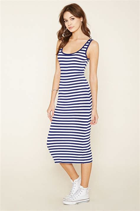 Striped Midi Dress A Sleeveless Knit Midi Dress Featuring Allover Stripes And A Scoop Neckline