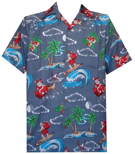 Hawaiian Shirt Mens Christmas Santa Claus Party Aloha Holiday Beach Ebay