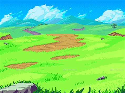 Pixel pokemon grass background : Sunny Hills - Battle Background | Pixel art background ...