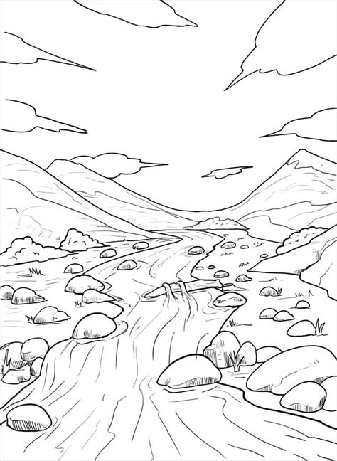 Natural River Scene Coloring Page Download Print Or Color Online For