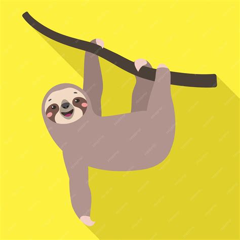 Premium Vector Sloth On Tree Icon Flat Illustration Of Sloth On Tree