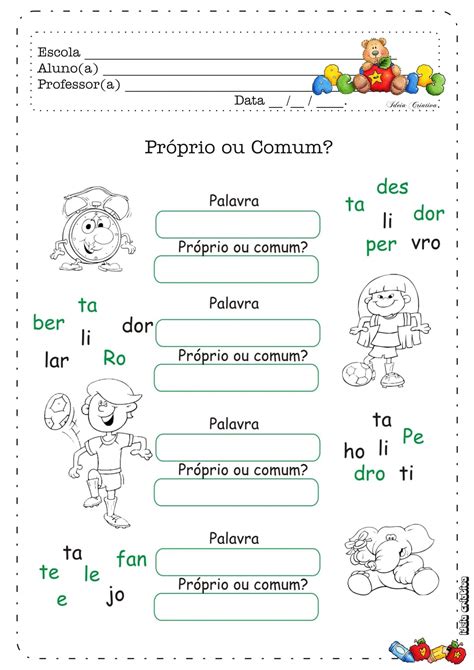 Atividades Substantivo Comum E Proprio Learnbraz