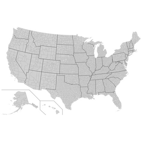 United States With County Borders Free Svg