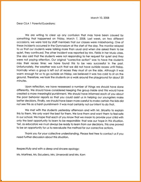 Letter Of Apology For Bad Behaviour To Parents My Blog