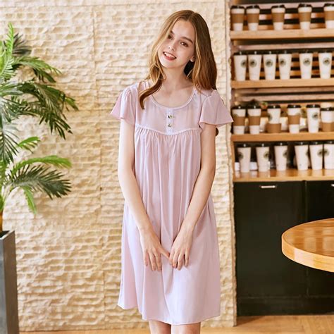 Ng0231 2018 New Nightgowns Sleepshirts Women Night Gowns Ladies Round
