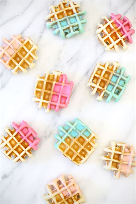 Color Dipped Waffle Recipe Waffle Recipes Waffles Colorful Desserts