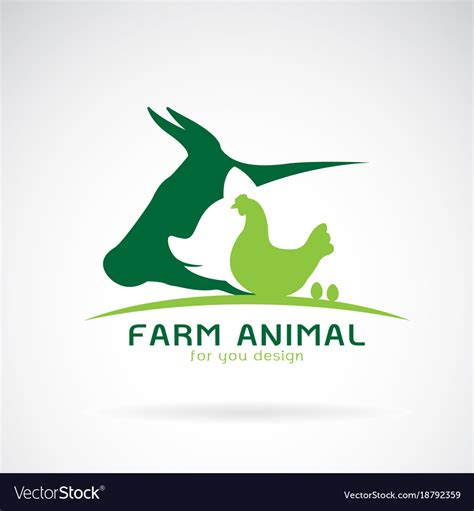 Group Of Animal Farm Label Cowpigchickenegg Vector Image