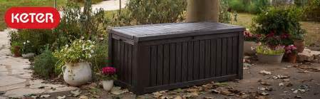 Keter Rockwood Plastic Deck Storage Container Box Outdoor Patio Garden