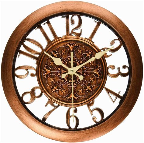 Foxtop 11 Inch Traditional Vintage Silent Copper Wall Clock Living Room