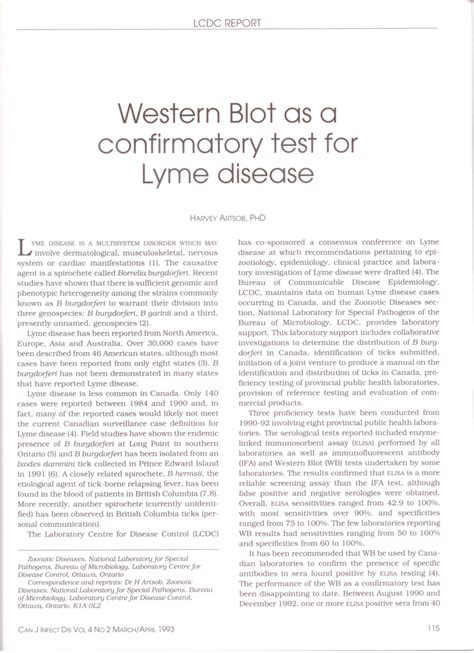 Pdf Western Blot As A Confirmatory Test For Lyme Disease