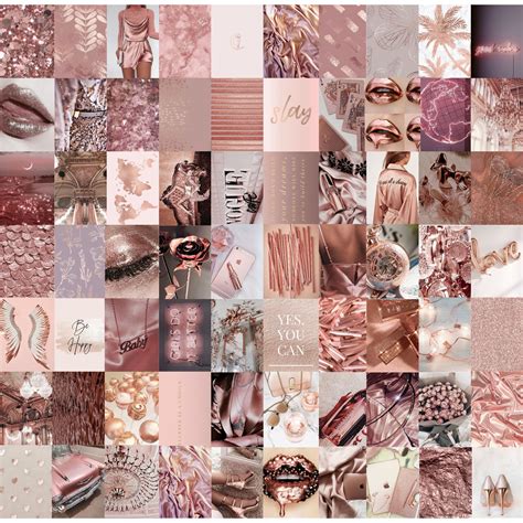 Rose Gold Photo Wall Collage Kit Rose Gold Aesthetic Pink Etsy Israel