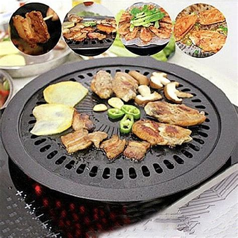 Smokeless Indoor Iron Stovetop Korean Bbq Grill Tray Portable Stove
