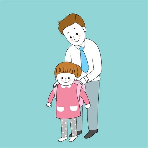 Premium Vector Cartoon Cute Father And Daughter Vector